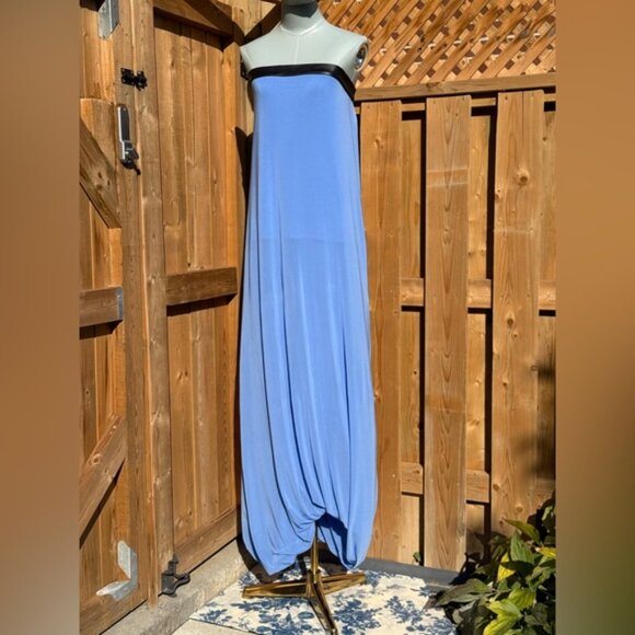 🆕 RAT & BOA 🧿 NWOT Antonie Blue Draped Maxi Dress with Leather Belt, Sz S / M - Picture 3 of 15